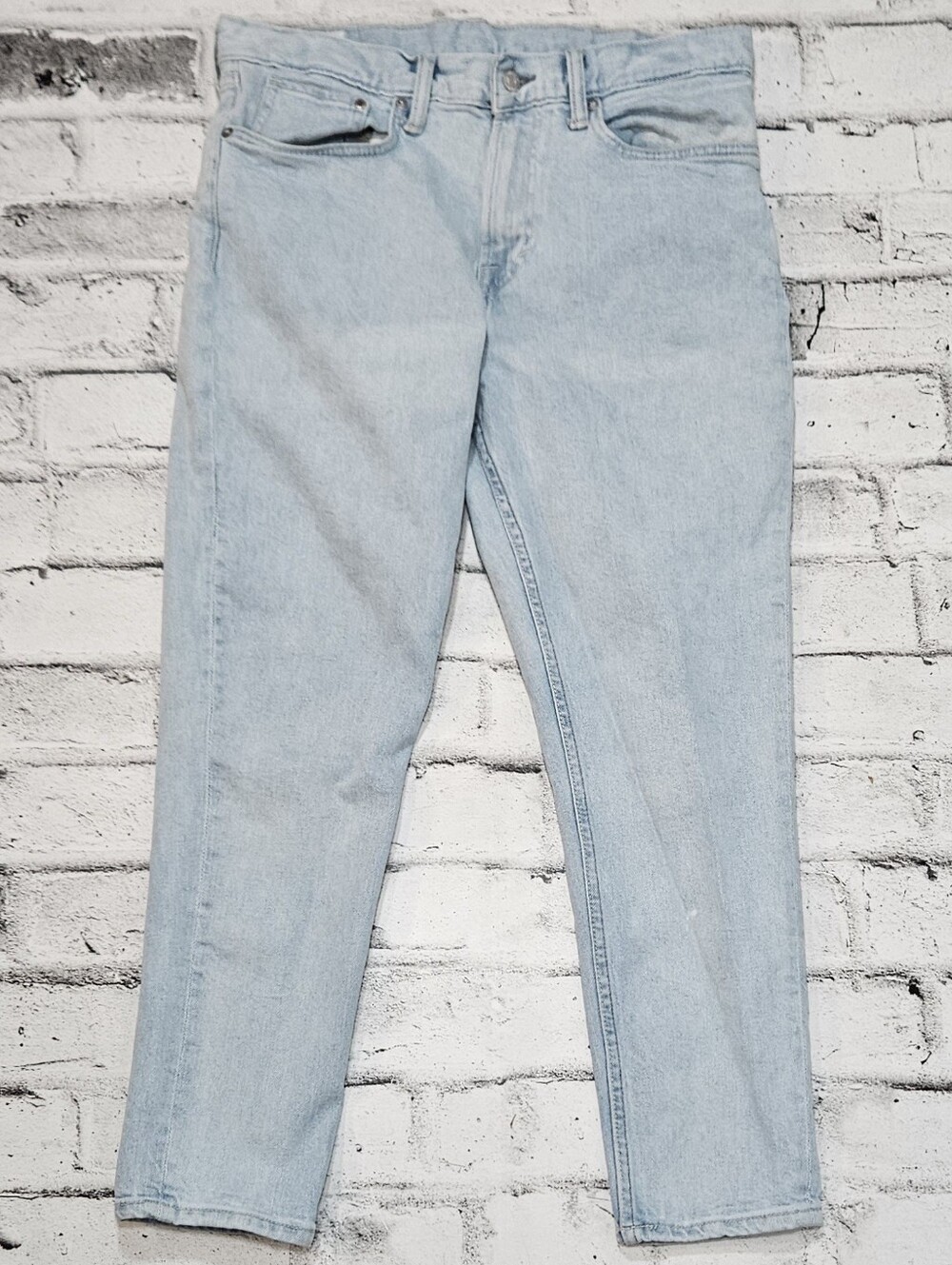 H&M Slim Tapered Cropped Light Wash Jeans Men's 33x32 Stretch Denim
